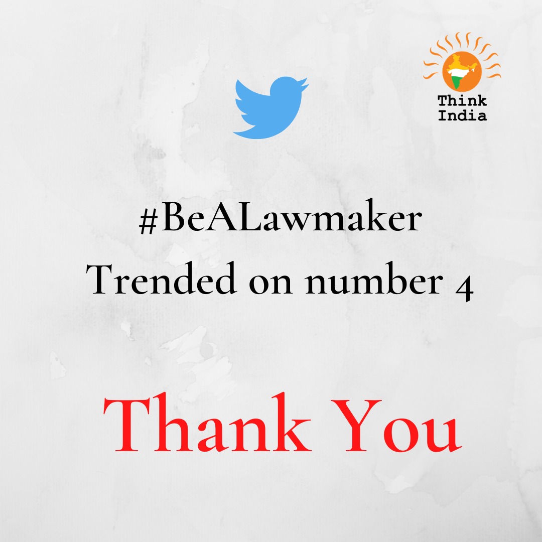 ThinkIndiaPune's tweet photo. Thank you everyone for the overwhelming response.!
#BeALawMaker @TI_NYP @thinkindiaorg
Register for the e-youth parliament ASAP! https://t.co/udCifEHkrC