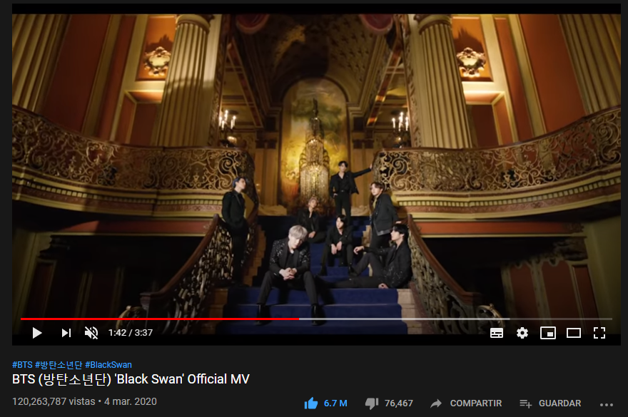 BB_Votaciones's tweet photo. [INFO📊] (@BTS_twt) 

#BlackSwanMV de @BTS_twt ha superado los 120M de visitas en YT

Sigamos reproduciendo 🔥 y no olvidar de etiquetar a @BTS_twt en sus repuestas ~

🔹https://t.co/LQj2xnT2uf
(Para que continuemos con el streaming)

Marii🦋💕
#BTS #BTSARMY 
Cr. btsyoutubedata https://t.co/n6GSDhZBj6