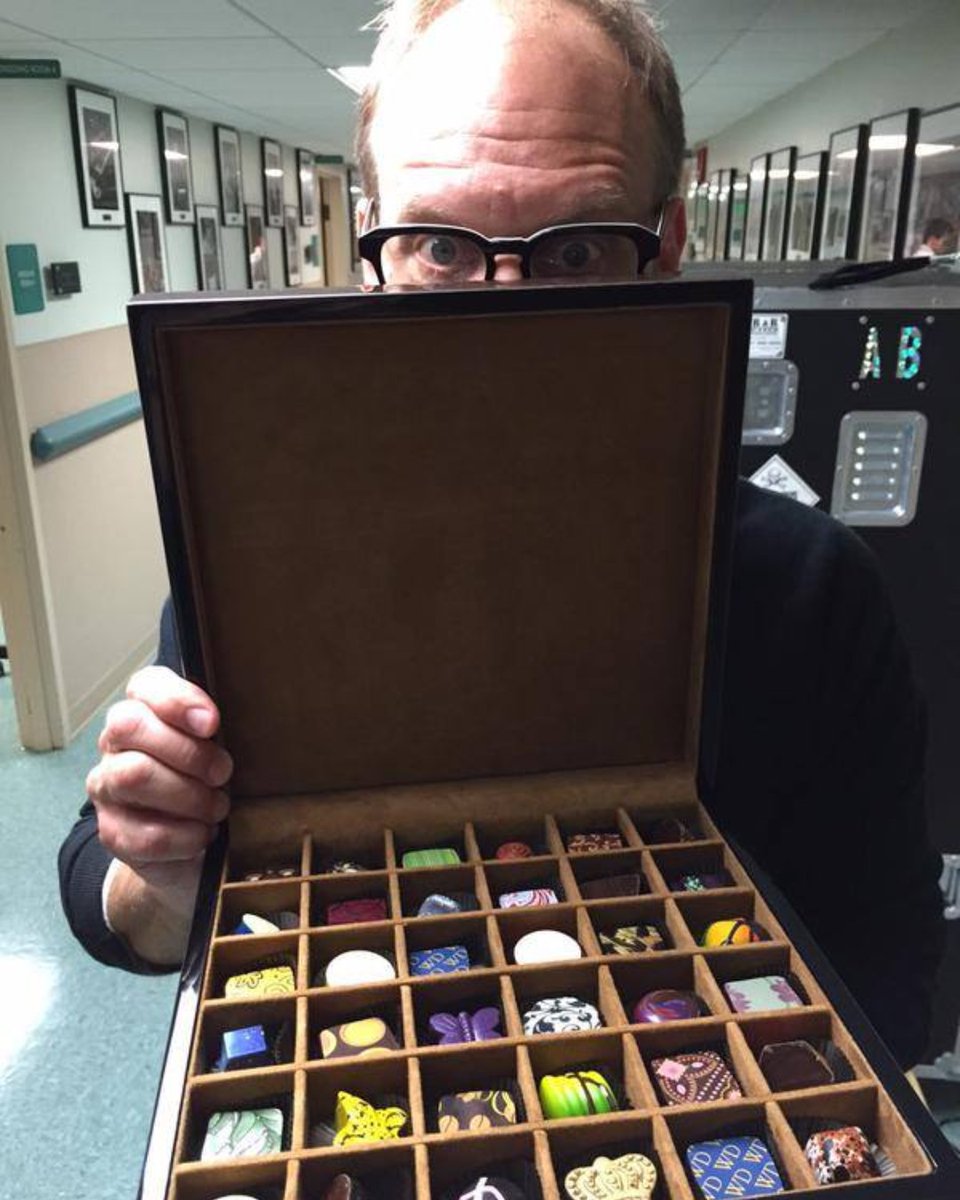 wdchocolates's tweet photo. It was 17 years ago that an episode of "Good Eats" by this guy Alton Brown inspired me to start making truffles.  Thanks again for the inspiration and so glad you were able to have a box of chocolates after your show in Tampa. https://t.co/PrXurYRono