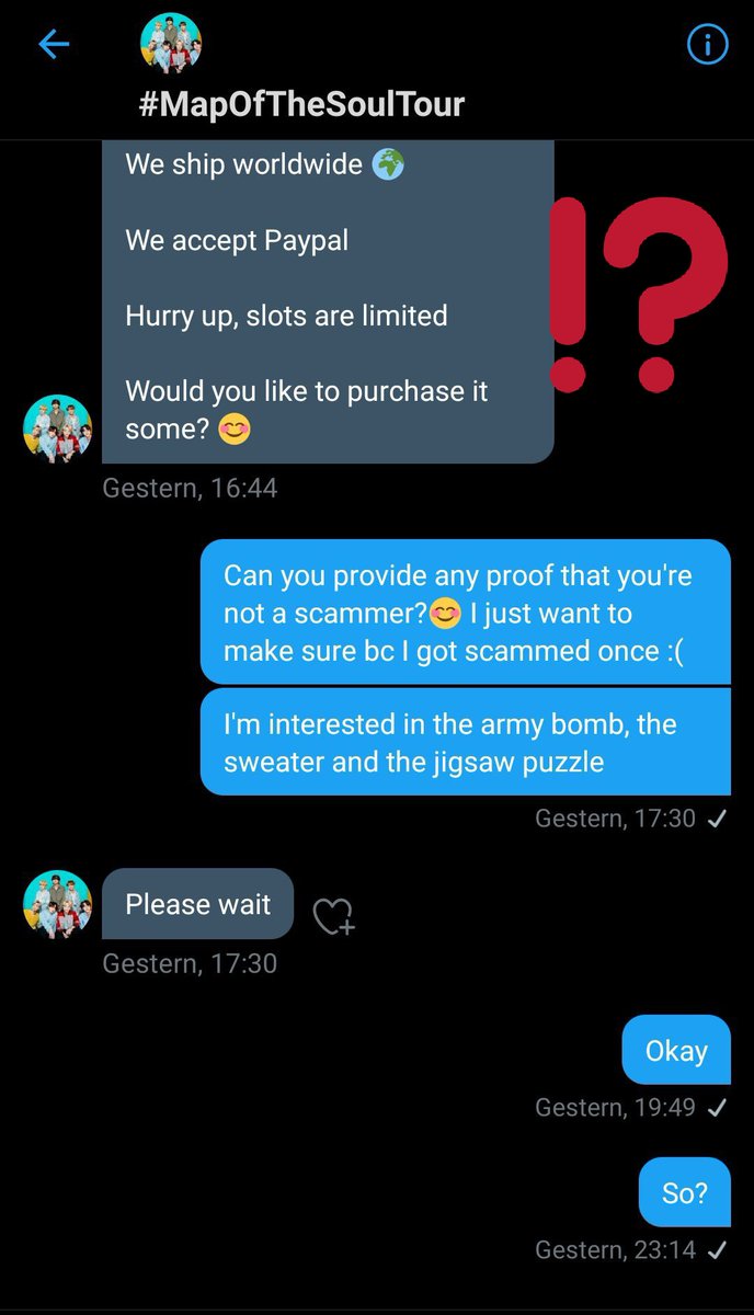 btsarmysafety's tweet photo. 🚨SCAM ALERT🚨

BLOCK &amp; REPORT

@BTS_WORLD_TOUR https://t.co/RtL5WLY8lg