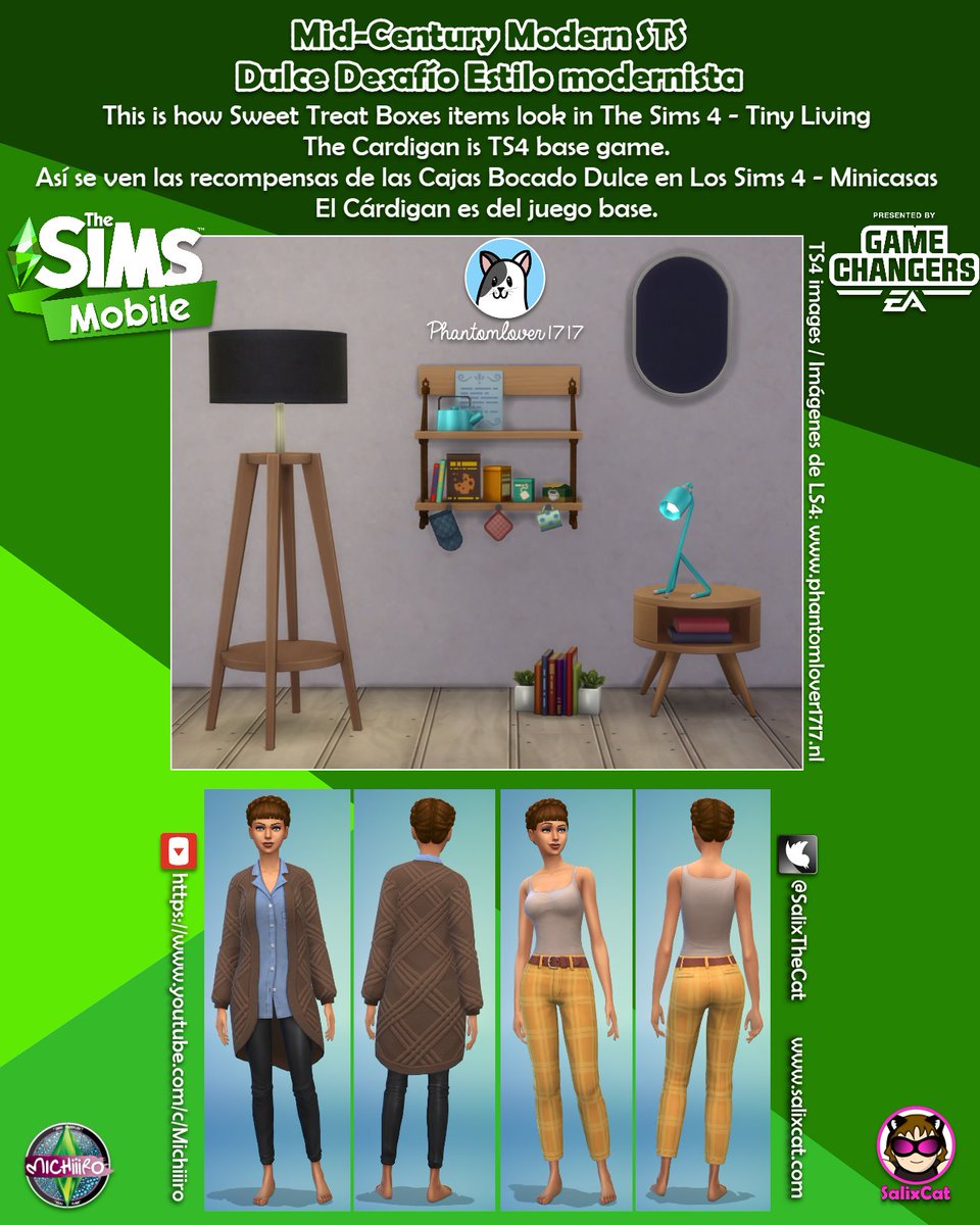 SalixTheCat's tweet image. July 7 2020, Mid-Century Modern STS @thesimsmobile 
7 de julio 2020 - Dulce Desafío Estilo Modernista
Thanks @Phantoms1717 for #TheSims4 images 💕
Almost all rewards are from TS4 Tiny Living except for the Bunk bed and Turntable.
#TheSimsMobile #LosSimsMovil #TheSims #LosSims