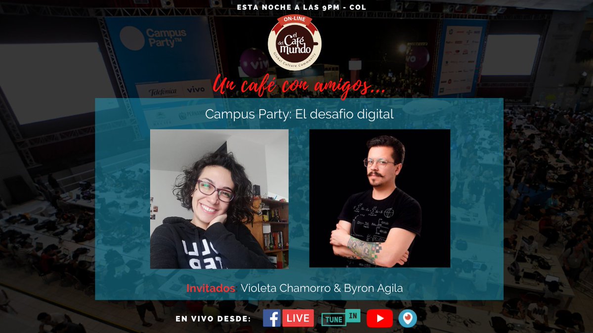 johanspelaez's tweet photo. ¡Campuseros, CM y colegas en general!
Hoy la cita es las 9pm Hora Colombia, con @ElCafeDelMundo  estaremos haciendo conexión con #CampusParty  Colombia podrás ver este Live por todas las plataformas. https://t.co/boyWa8W4vE