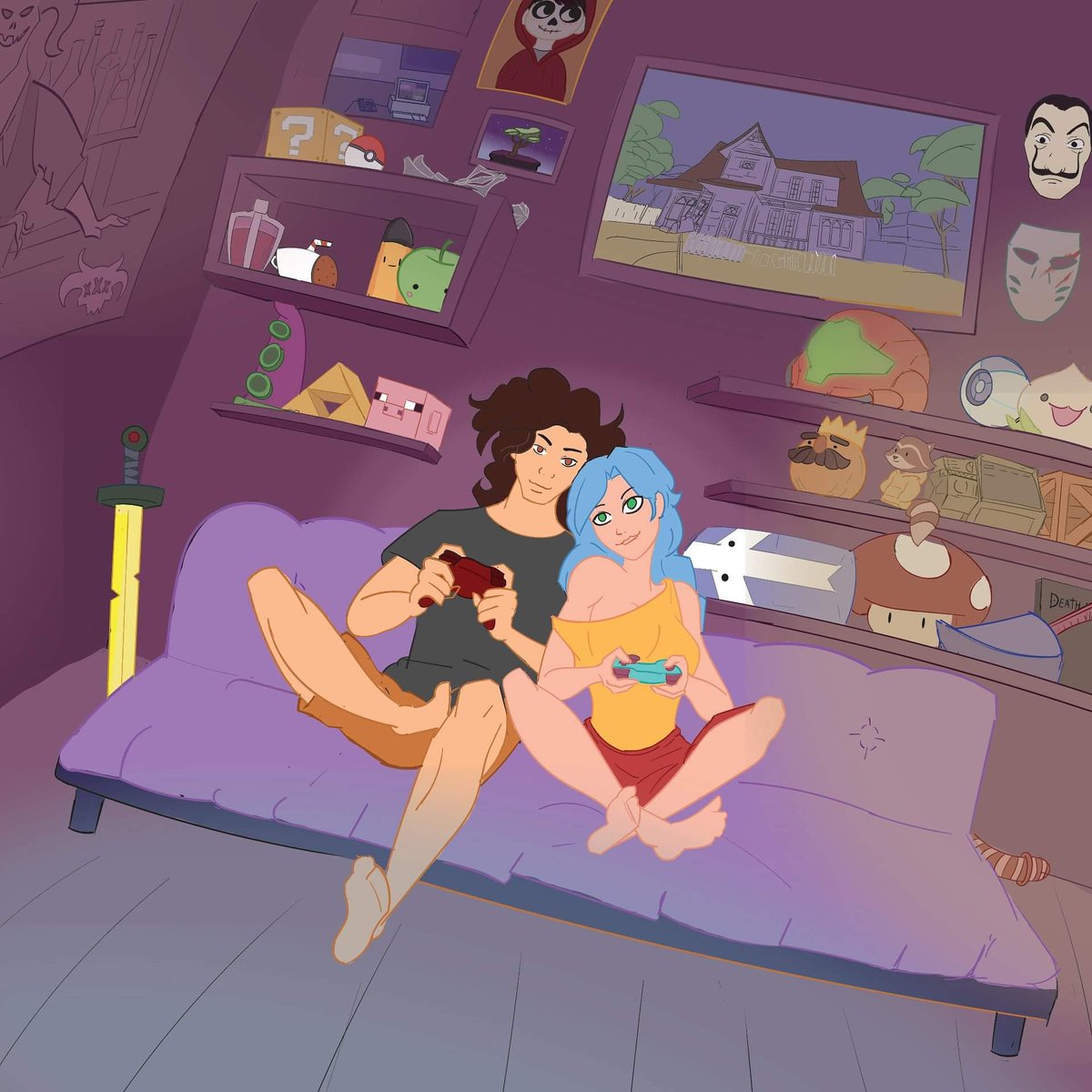 I made a lofi chillhop room with me and my gf! There are 20+ pop culture references in it :) 

#art #illustration #drawing #chillhop #lofi #digital #artsy #beautiful #instagood #creative  #graphics #artoftheday #digitalart #popart #vectorart #lofi #imaginaryworlds