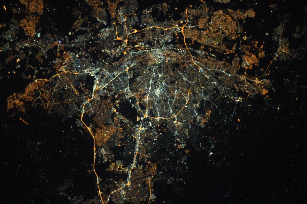 Astro_Doug's tweet image. South African cities at night.  Cape Town, Johannesburg, and Pretoria.