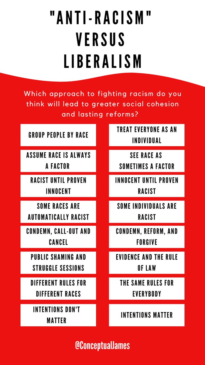 I have always believed that liberalism is the best way to tackle racism.

The identity-obsessed ideology of Social Justice is not only less effective, it actively promotes racial division.

<a href="/ConceptualJames/">James Lindsay, anti-Communist</a> has a handy diagram to clarify the point...
