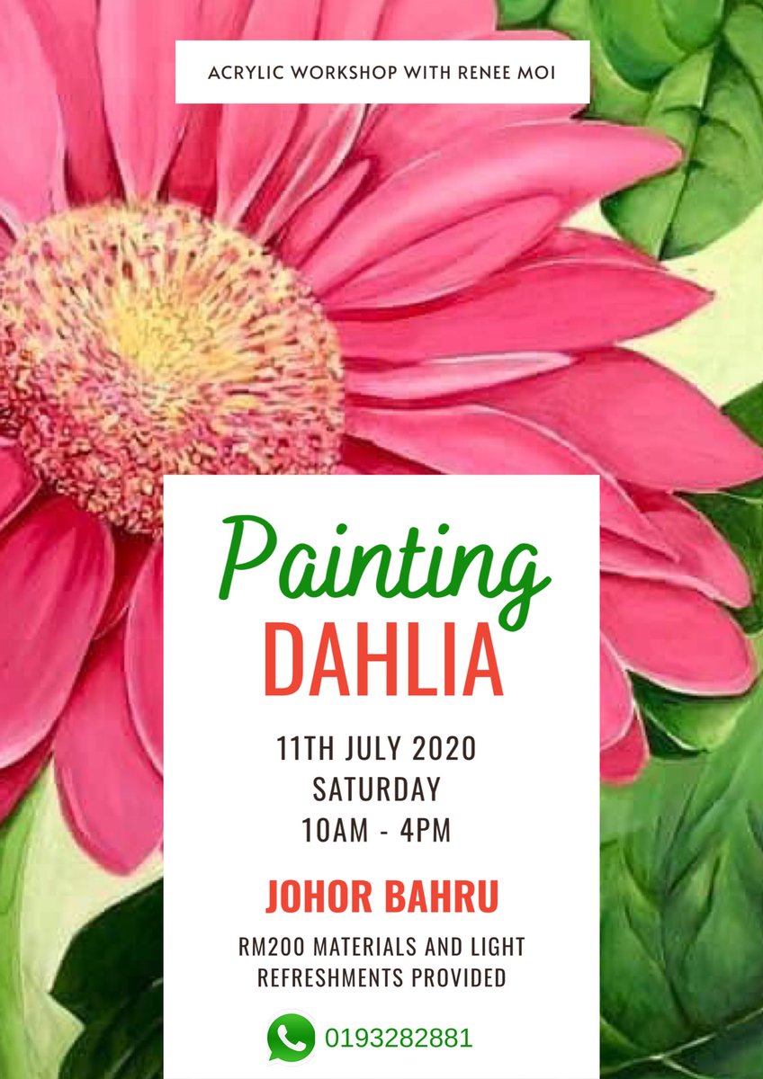 rineetm's tweet photo. Join me this Saturday, Johor Bahru Acrylic Workshop We are going to paint Dahlia. WA 0193282881 for more detail🌸 https://t.co/28t35nXmlW