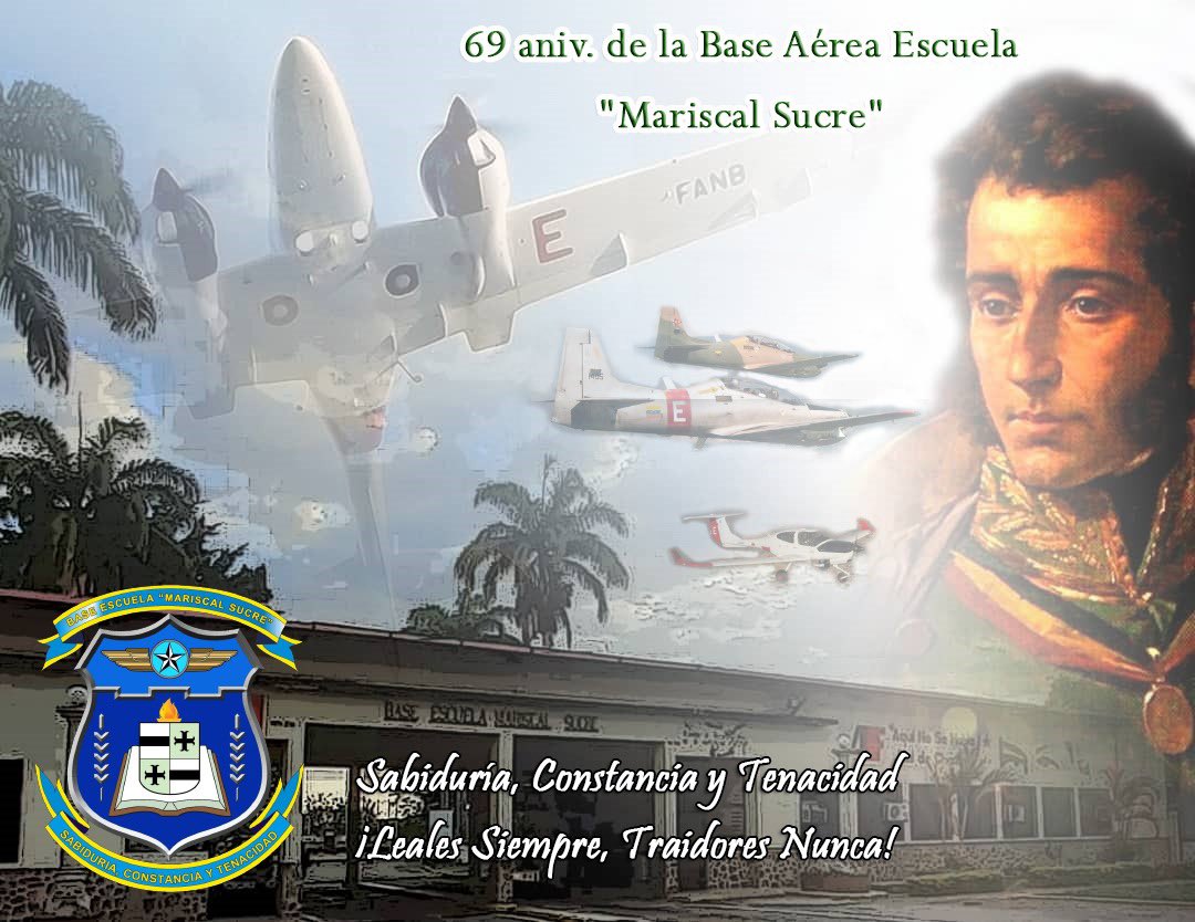 #05Jul también celebramos el 69 aniversario de la “Base Aérea Escuela Mariscal Sucre” donde se forman los pilot@s y tecnic@s que defienden el cielo patrio. Felicito a su comandante, GB. Lenín Ramírez, tremendo piloto cazador y excelente soldado del aire.¡INDEPENDENCIA O NADA! https://t.co/qxfLhka0N9