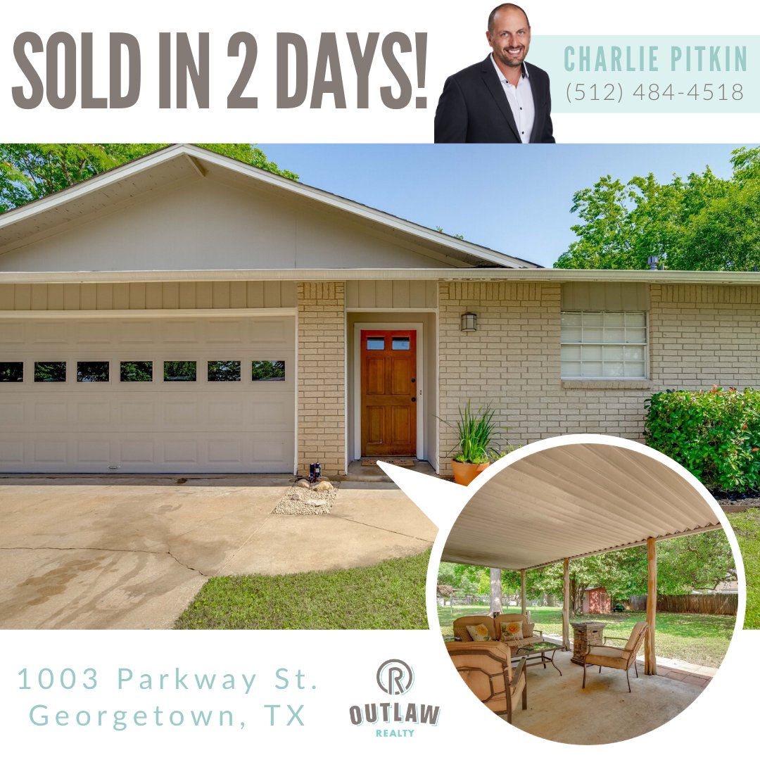 OutlawRE's tweet photo. Charlie got this home under contract in only two days! Homes in and around Austin are really flying off the market right now with so few listings. If you're interested to see what you can get in this seller's market, we're always here to help. 😊  

#outlawrealty #outlaw #atx https://t.co/iZ2XRNCeDY