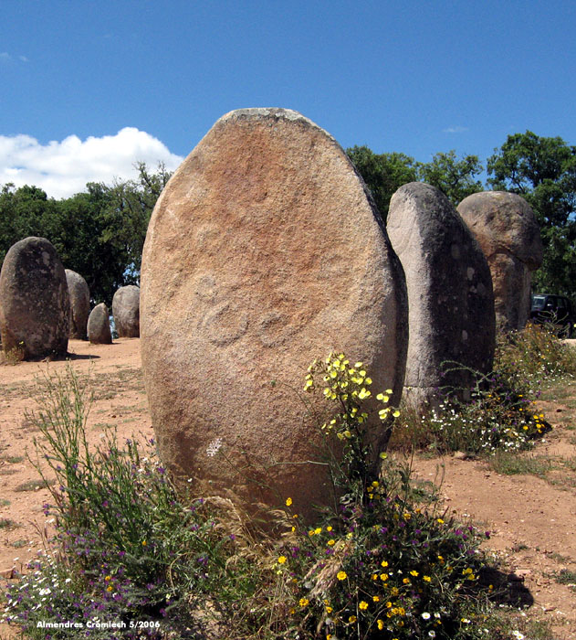 3/ The stones were chosen or carved into resembling eggs. Retain this detail, as it will be important for the interpretation of this Cromlech later. Most of the stones reach 3 meters in height and are carved with symbols - which we will also look at later.