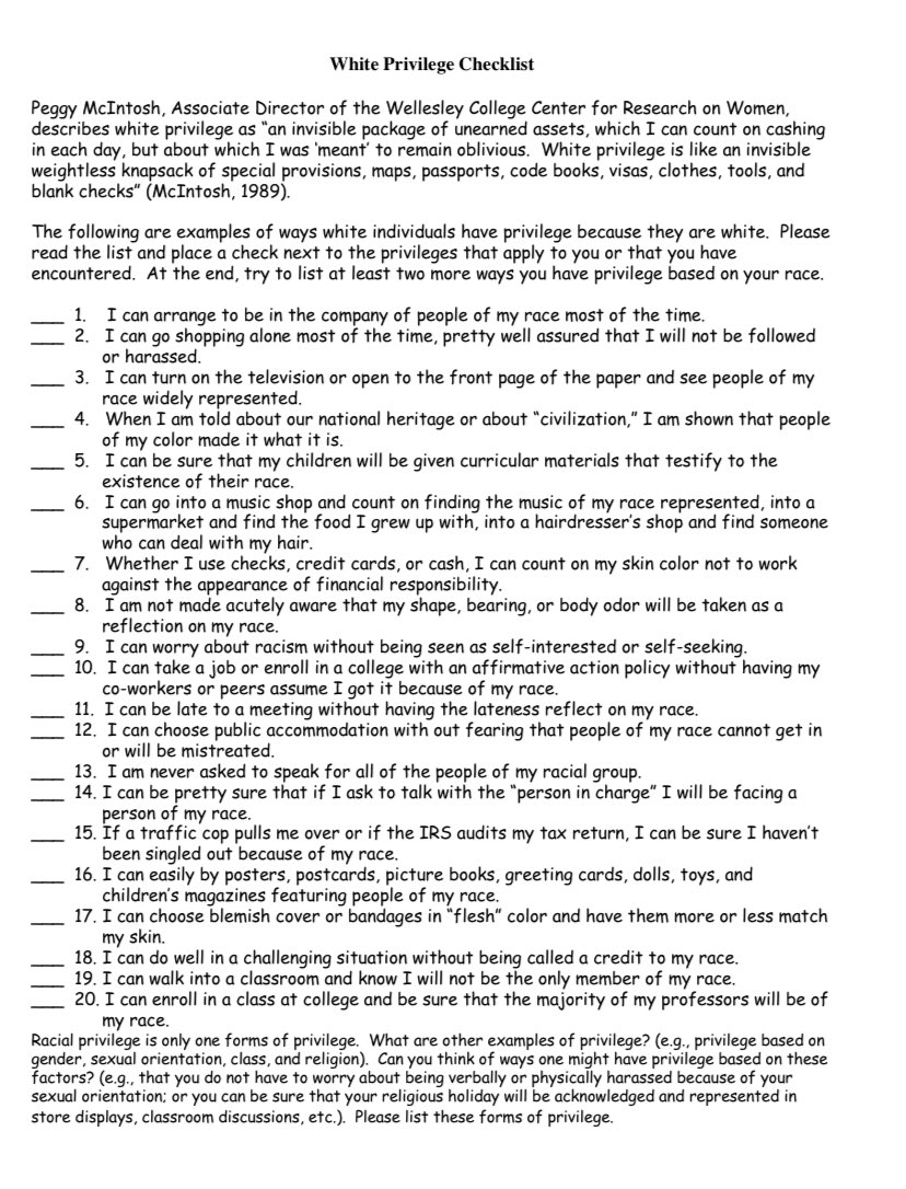 White people all hold White Privilege..check this checklist and enlarge your awareness. Creating real equality where #blacklivesmatter and #alllivesmatter starts with awareness and acknowledging white privilege in order for a new reality to unfold! #timeforchange #timeforequality