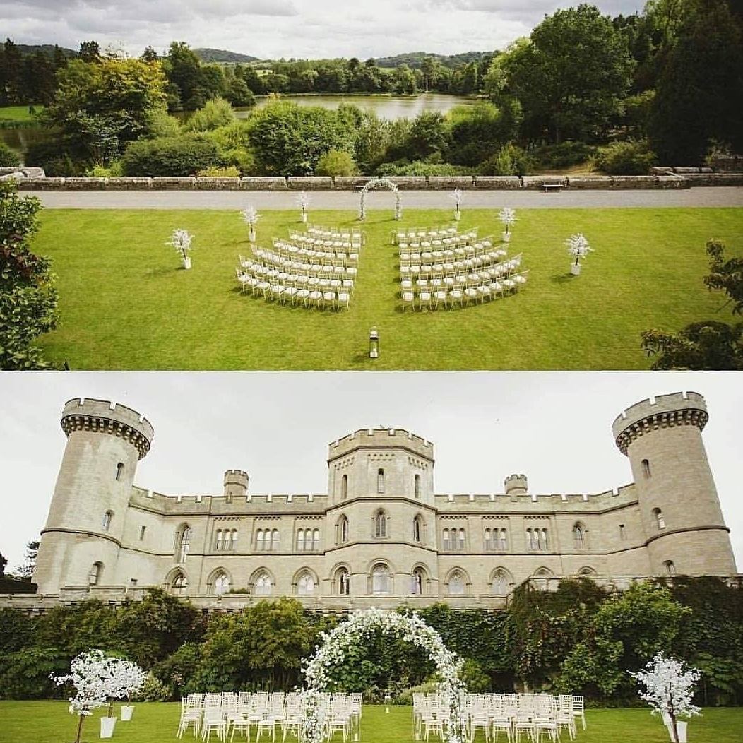 Our 6ft Blossom Trees look beautiful outside, as well as inside! Here they are, wonderfully captured by Gemma Williams Photography at impressive <a href="/EastnorCastle/">Eastnor Castle</a> - a wonderful venue from a family friendly event perspective - as well as from a weddings point of view!