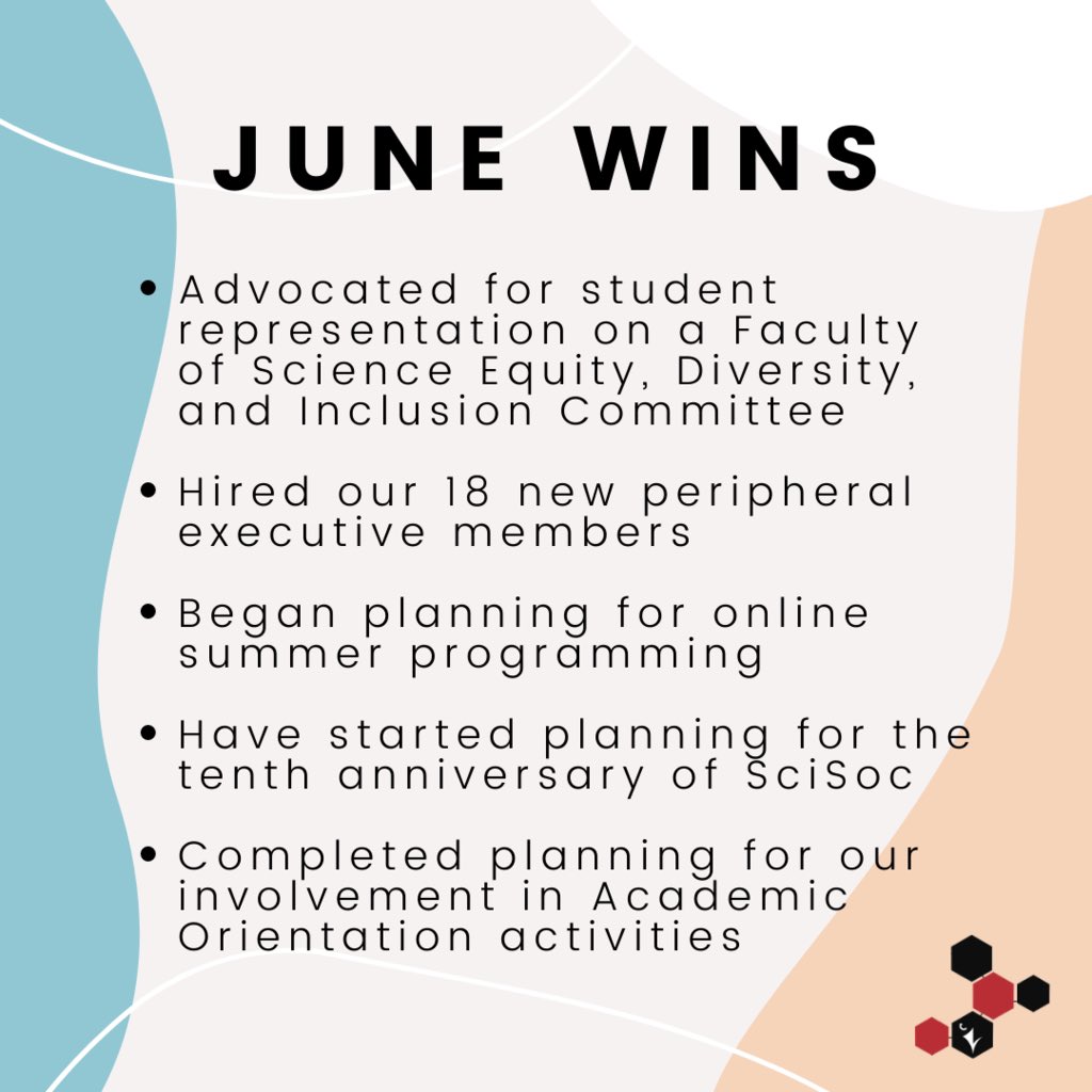 CarletonSciSoc's tweet photo. We’ve been busy throughout June, but look at how much we got done! We’re so excited to keep preparing for the upcoming semester 🤩 Stay tuned! https://t.co/8WYeMFBaOg