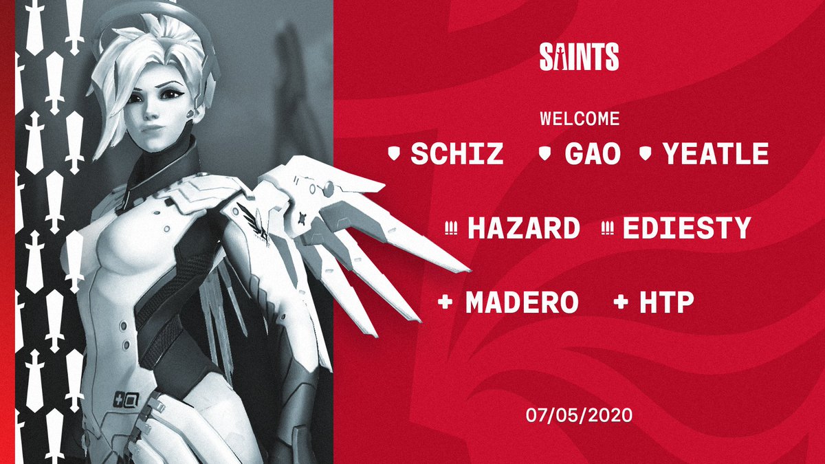 Saints_OW's tweet photo. Introducing your Saints for Contenders Season 2!  

#SaintsWin

🛡️  @schizothy 
🛡️  @Gaoseph 
🛡️  @Yeatle_ow 
🔫 @OverwatchHazard 
⚔️ @Edison38690612 
💉 @ShinMadero 
💉 @Htp1213

💼 @fpsTony
💼 @Siphs_ 
📈 @hypnottow https://t.co/DxvnJWeWMg