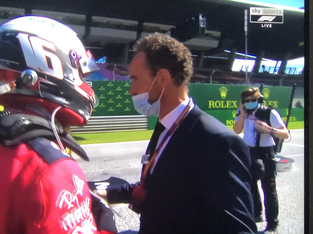 MichaelH1980's tweet photo. @MBrundleF1 what’s the point in this guy wearing a mask? Isn’t he putting the whole F1 biosphere at risk? https://t.co/GclHFez3z4