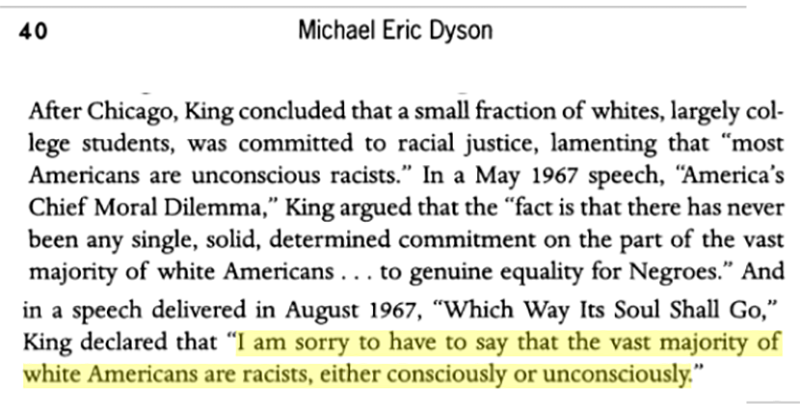 He was able to view the WHOLE TRUTH of history and reconcile it with Gandhi's philosophy just like he understood that white people were racist and STILL believed he could change them.Wait... What? King would never say that.Not that whitewashed MLK you read about