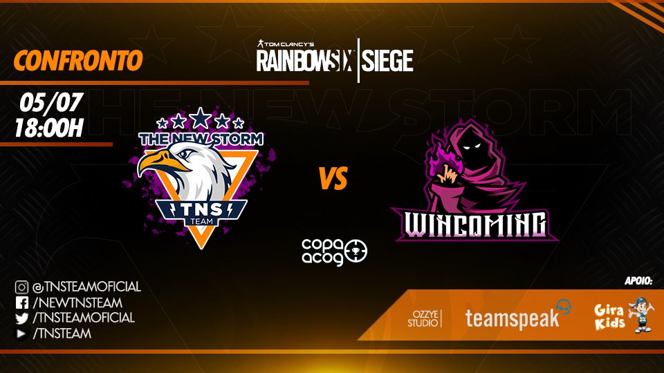 TNSTeamOficial's tweet photo. [R6-PS4] Hoje damos continuidade na #CopaAcogGirls contra a equipe feminina da @wincomingteam a partir das🕕18h00 horário de brasília! Sem transmissão desta vez.

🦅The New Storm x Wincoming Team 🌩️

#GoTNS https://t.co/wc0fAd5yTH