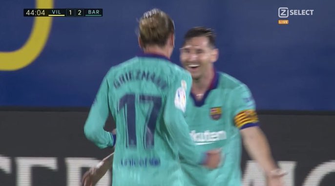 GigusFCB's tweet photo. La joie de Messi sur le but de Griezmann. 

#villarealbarca https://t.co/jQ3vWY0fia