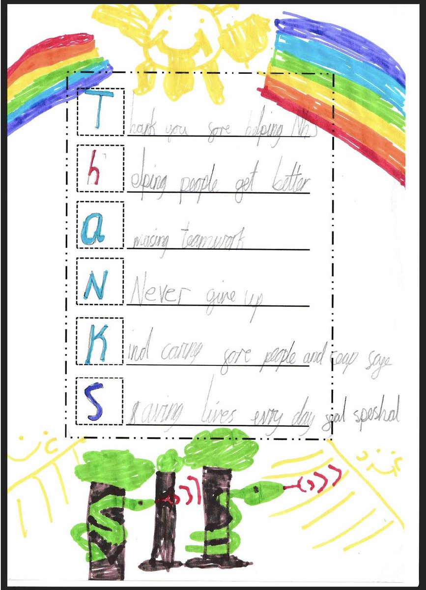 14Coulsdon's tweet photo. In hounour if the NHS 72nd birthday today here is a thankyou from one of our Brownies, Ella who is 7 years old. 
Pretty good I think and absolutely appropriate to say a huge Thankyou to the NHS.

@GuidingCroydon @Guiding_LaSER @nhscroydon_ @yourcroydon #StillGuiding #NHSThankYou https://t.co/K990nYNSIG