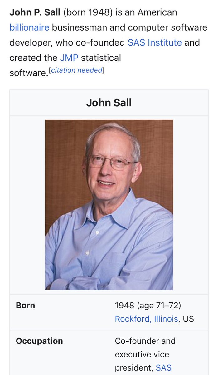 49/ JOHN SALLFounder of SASSAS Software used by most Fortune 500 cos- lot of opportunities in that... think vulnerabilitiesDonating to Biden