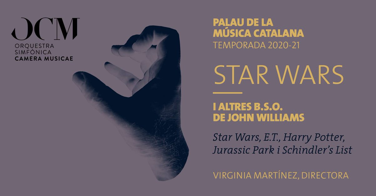 🎼 Star Wars i altres BSO de J. Williams · Virginia Martínez &amp; OCM
🗓 Sábado 9 de Enero
🕗 20:00
🎭 Palau de la Música Catalana, Barcelona
🎺 @orquestraOCM