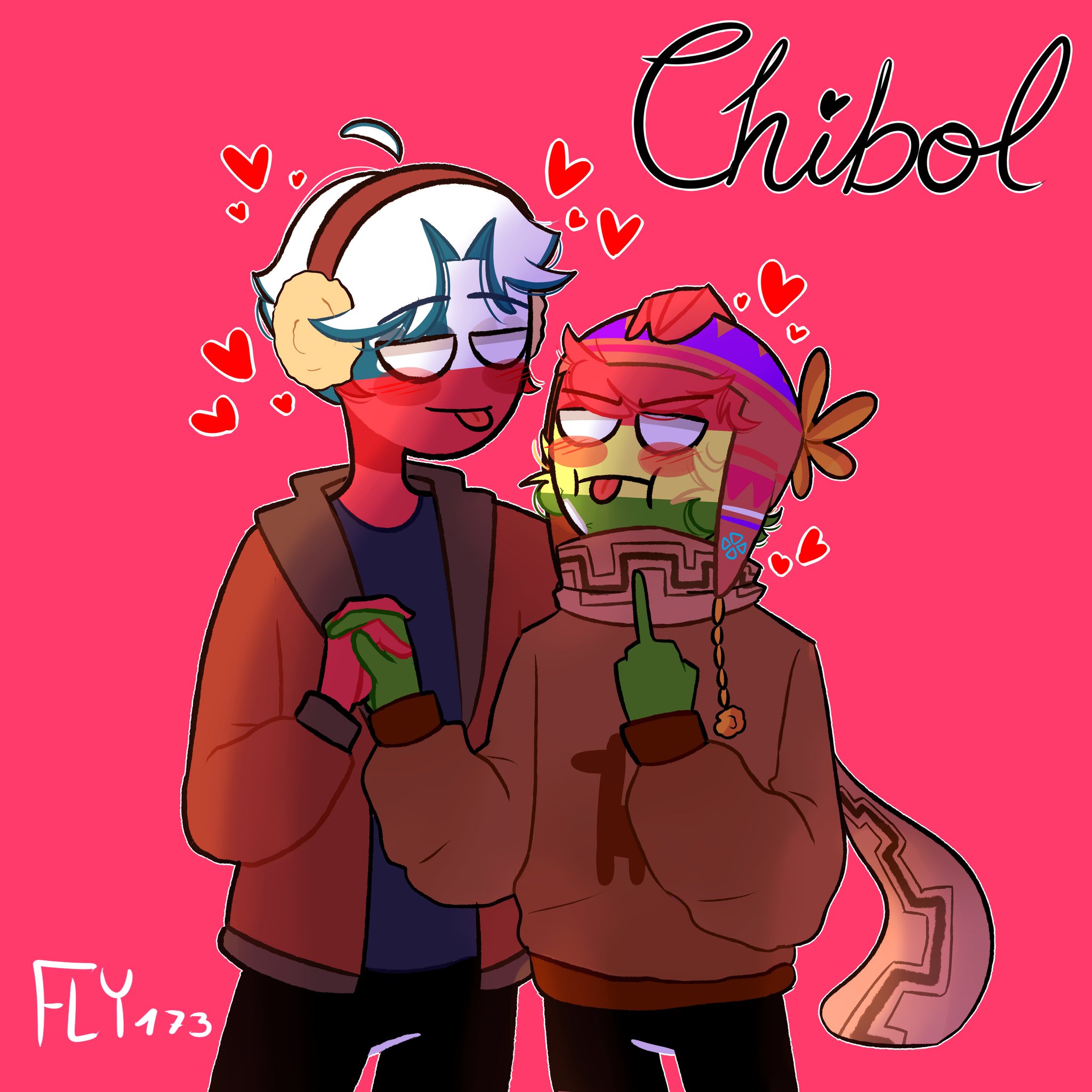 chibol Tengo frío,lo refleje un poco en el dibujo, buenop hice una  encuesta en insta para saber cual era la ship más popular con Bolivia y BUM  gano el