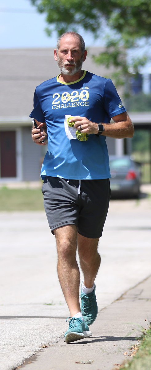 Tyler_Liger's tweet photo. Renowned charity runner Rik Zortman ran through Lake City earlier today, marking his 74th county that he has visited since starting his epic tour of Iowa’s 99 counties in 2017.

While in Lake City, Zortman ran out the names of “William” and “Pennie.”

#humanetchasketch https://t.co/JETzasvLoT