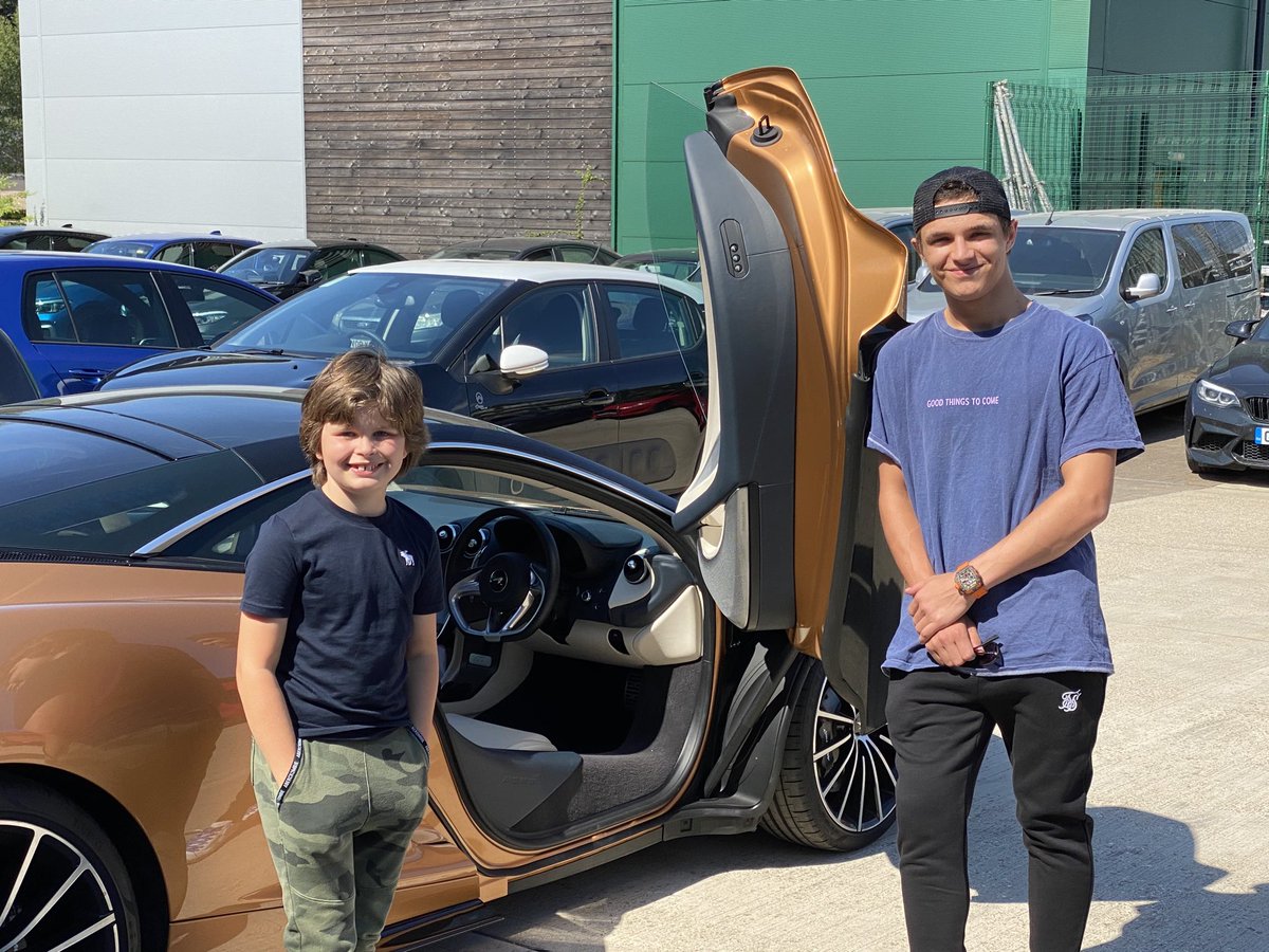 Congrats to our mate ⁦<a href="/LandoNorris/">Lando Norris</a>⁩ on his  first of many podiums , perhaps ⁦<a href="/ZBrownCEO/">Zak Brown</a>⁩ will fix you up with a better colour road car now ! #nozza ⁦⁦@CarlinRacing⁩ 💙💙