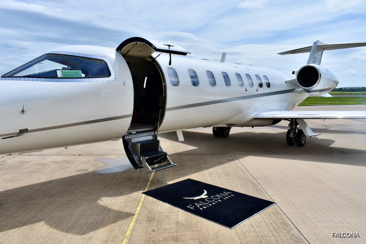 FalconaPJ's tweet image. The @bombardierjets #Learjet45XR (seats up to 8 people) all set for flight to #Mallorca with our passengers. 

#falcona