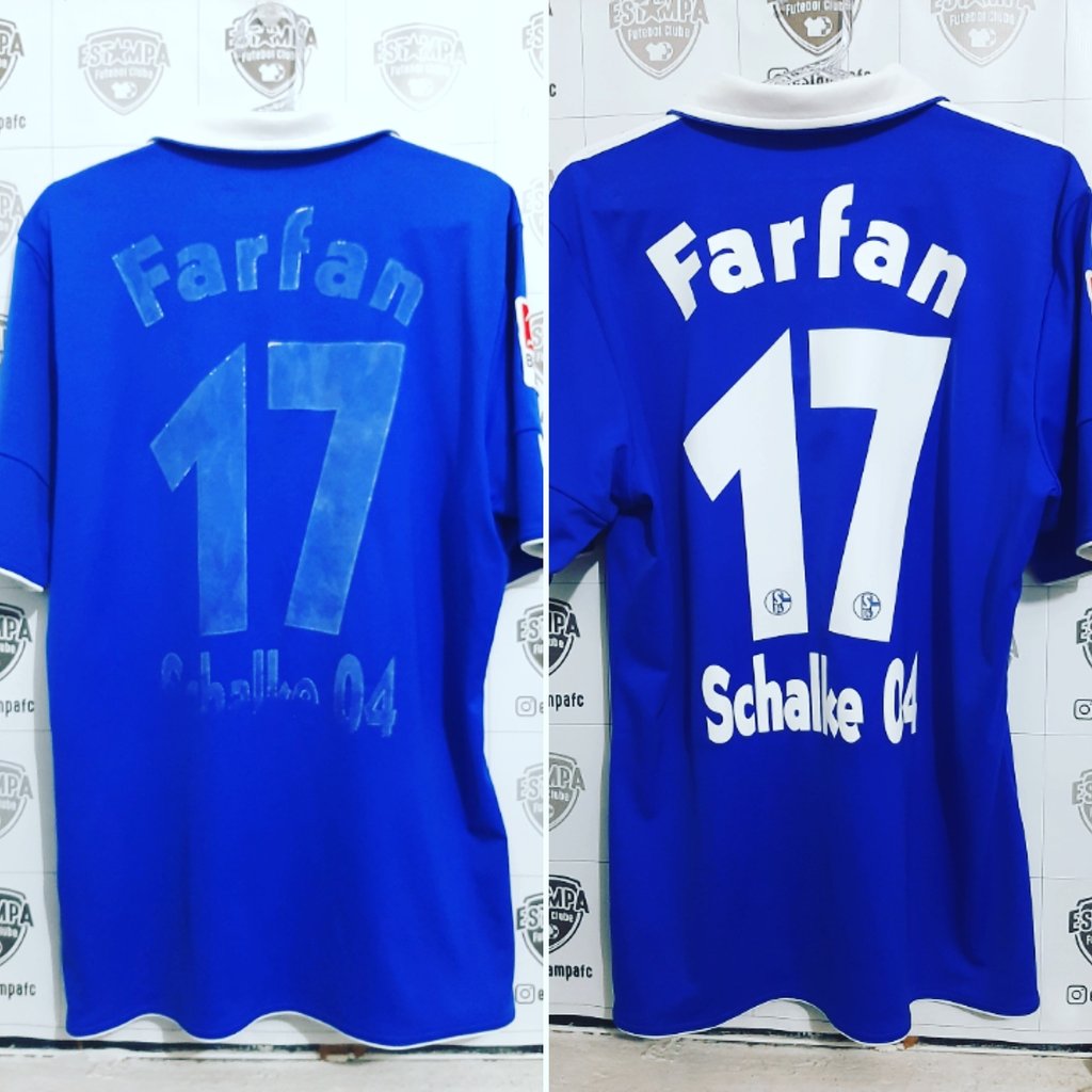 estampafc's tweet photo. Restauração camisa @s04 @jeffersonfarfan17 🇩🇪
#estampafc
#schalke04
#bundesliga
#camisaspersonalizadas
#camisasfutebol
#belohorizonte
#minasgerais
#saopaulo
#riodejaneiro
#brasil https://t.co/2sFQTeBpdt