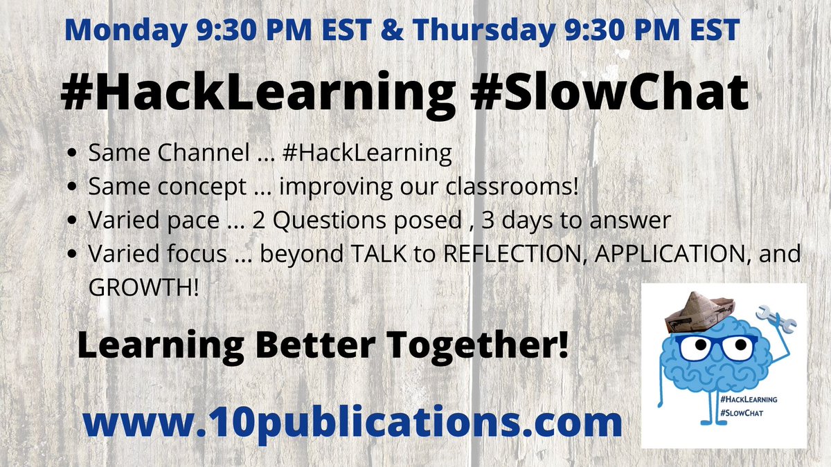 SylviaEllison's tweet photo. Good EVENING! So excited to chat at this new time!  

Sylvia, Writing Coach @BrandonHSEagles in Florida ... moderator of the #HackLearning #SlowChat ... changing times to match our new time ... Q1  Mon / Q2 Thurs 9:30 PM EST ... answer all week long! https://t.co/bcTmEyHNOI