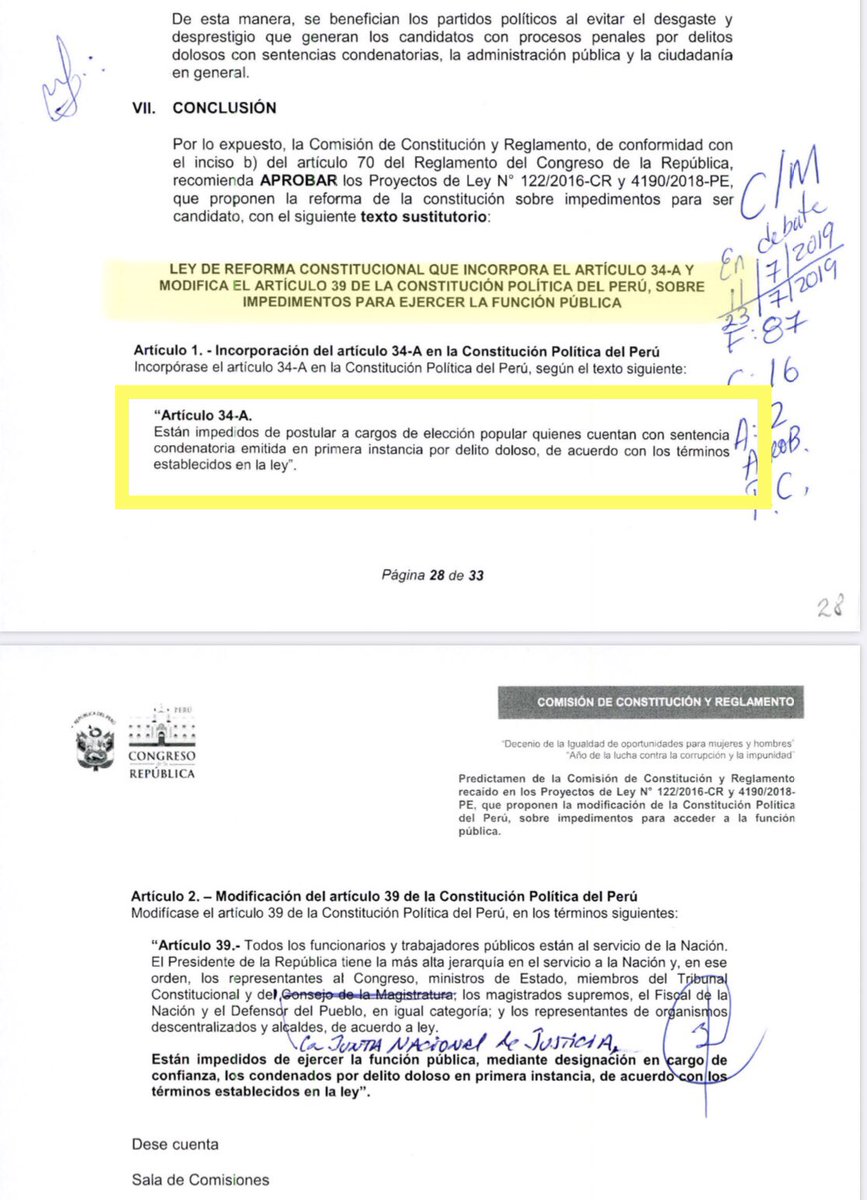 gilbertvioleta's tweet photo. Basta que este Congreso ponga a votación -en esta o la siguiente legislatura- el dictamen al #PL4190 (acumulado al #PL122 de mi autoría) para que esta reforma constitucional sea aprobada definitivamente y los sentenciados no puedan postular el 2021. (Y todo sin tanto show). 2/2 https://t.co/04J030qQR0