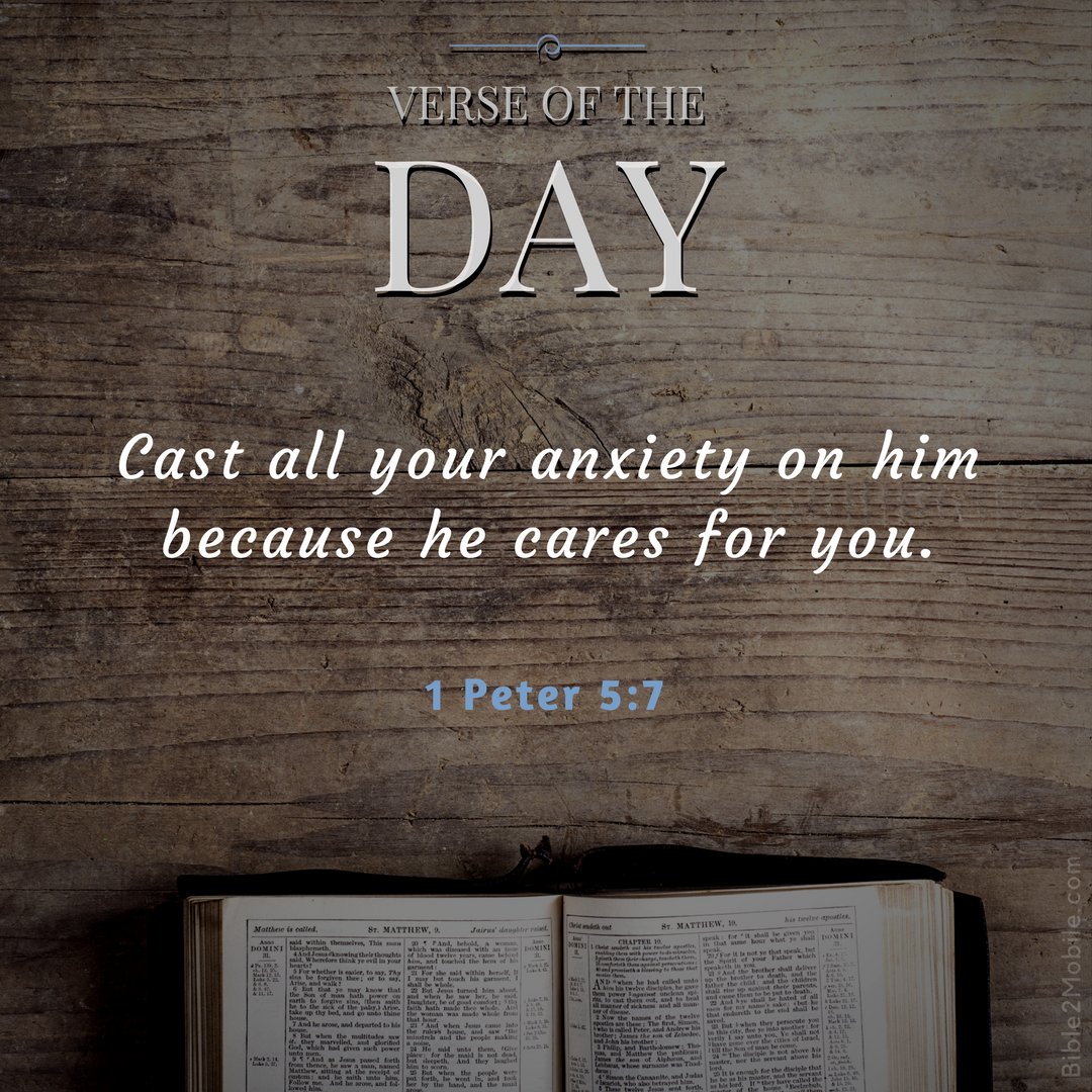 bible2mobile's tweet photo. Cast all your anxiety on him because he cares for you.1 Peter 5:7 #bible2mobile Feed your soul https://t.co/WZLusSGuH5 https://t.co/8VdYPIOOnL