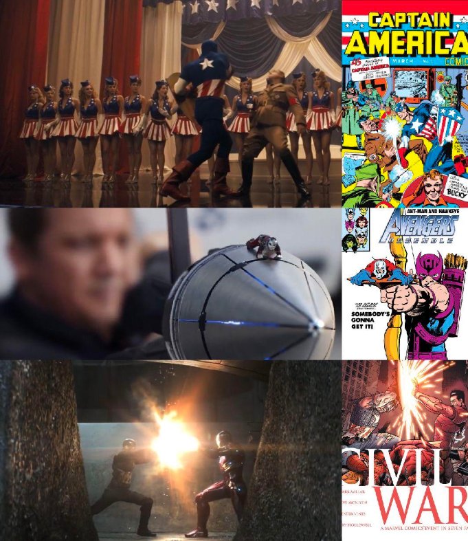 nacionmarvel's tweet photo. Las películas del Capitán América hicieron un gran trabajo recreando las portadas icónicas de los cómics. 😁 #TeamCap https://t.co/BWPr4eHzJo