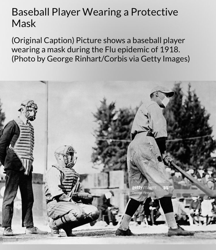 Baseball players in 1918 during the Spanish Flu epidemic
