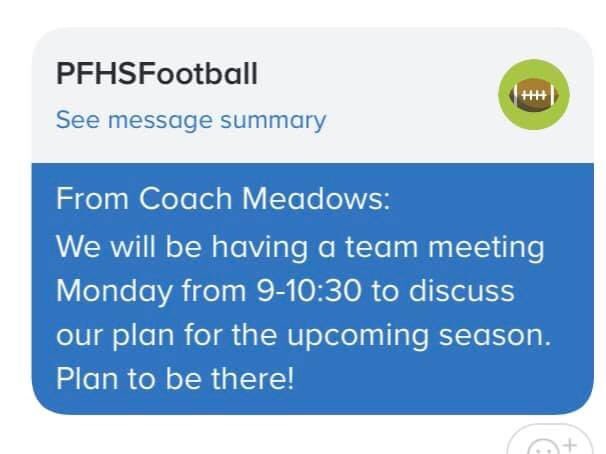 PF_Football's tweet photo. Monday, July 6 Team Meeting 9AM at Tiger Stadium! #GoPFTigers https://t.co/lHAjTAjVJd