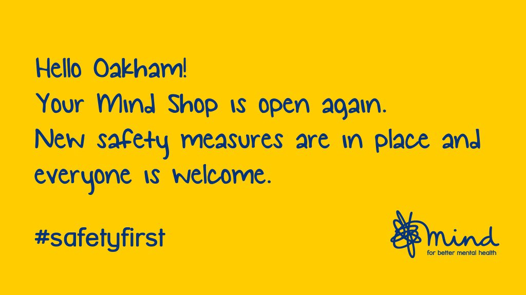 MindOakham's tweet photo. Oakham. The day has arrived. We are delighted to be opening our doors again, Monday at 10. Safety is our number one priority. Click here to see what measures we have in place https://t.co/BHFRBZd998 Come down and see us, everyone is welcome #MyMindShop #shop #volunteer #donate https://t.co/sz5eKlgKIR