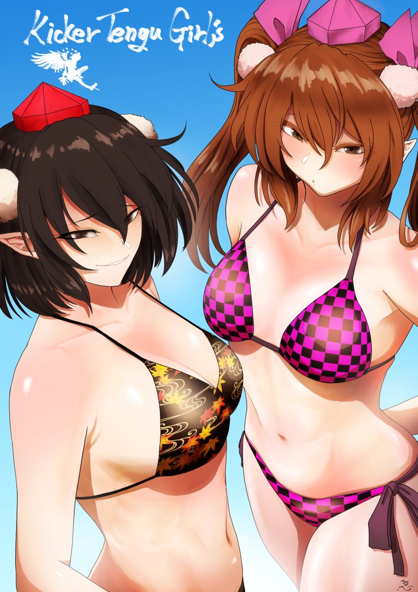 姫海棠はたて ,射命丸文 「今日も一日 」|こゆびのイラスト