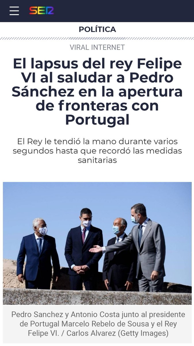 ⚠️ La radio de @AnaBotin no solo lanza noticias falsas contra la oposición, también contra el Rey.
¿Lapsus del Rey Felipe VI al saludar a Pedro Sánchez?
Juzguen ustedes mismos en el vídeo del siguiente tuit. https://t.co/ZT9ImkFAkp