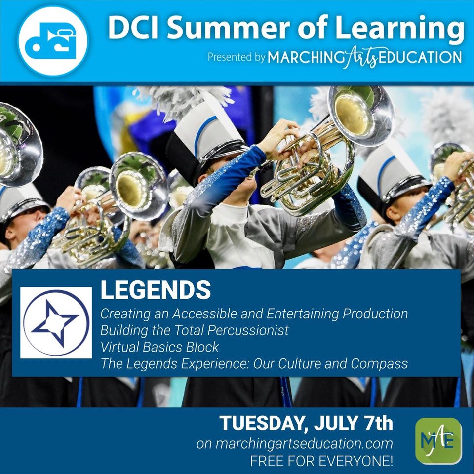 LegendsPAA's tweet photo. Legends and DCI Summer of Learning - Tuesday, July 7

Join Legends on Tuesday, July 7 as we highlight four topics with Marching Arts Education as a part of DCI Summer of Learning.

Learn more about each session and sign up to watch for free at: https://t.co/HG23zqkCHT https://t.co/PeIDTBOlQO
