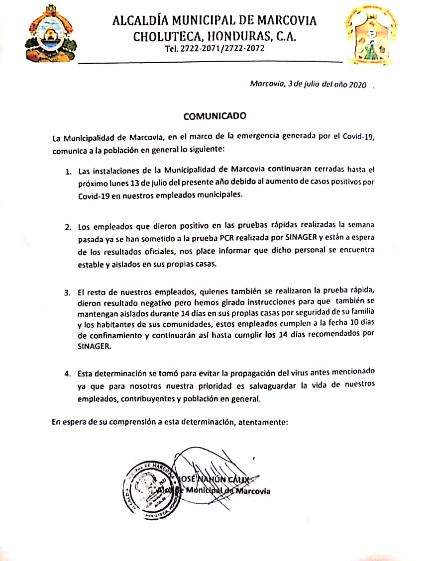 MarcoviaHd's tweet photo. #TeleMarcoviaHD #Somos24/7 

🚨Última Hora🚨

Comunicado de la Alcaldía del Municipio de Marcovia Brinda la Siguiente Información 
a sus Pobladores. 

#ElCanalDelPuebloPueblo https://t.co/zUxzRELuUR