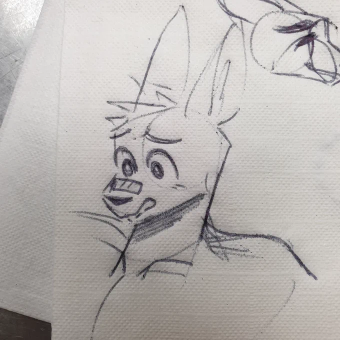 Napkin doodle while I'm at work!
This is Toby 
#art #artwork #myartwork #furry #kemono #anthroart #oc #illustration #furryartwork #sketch 