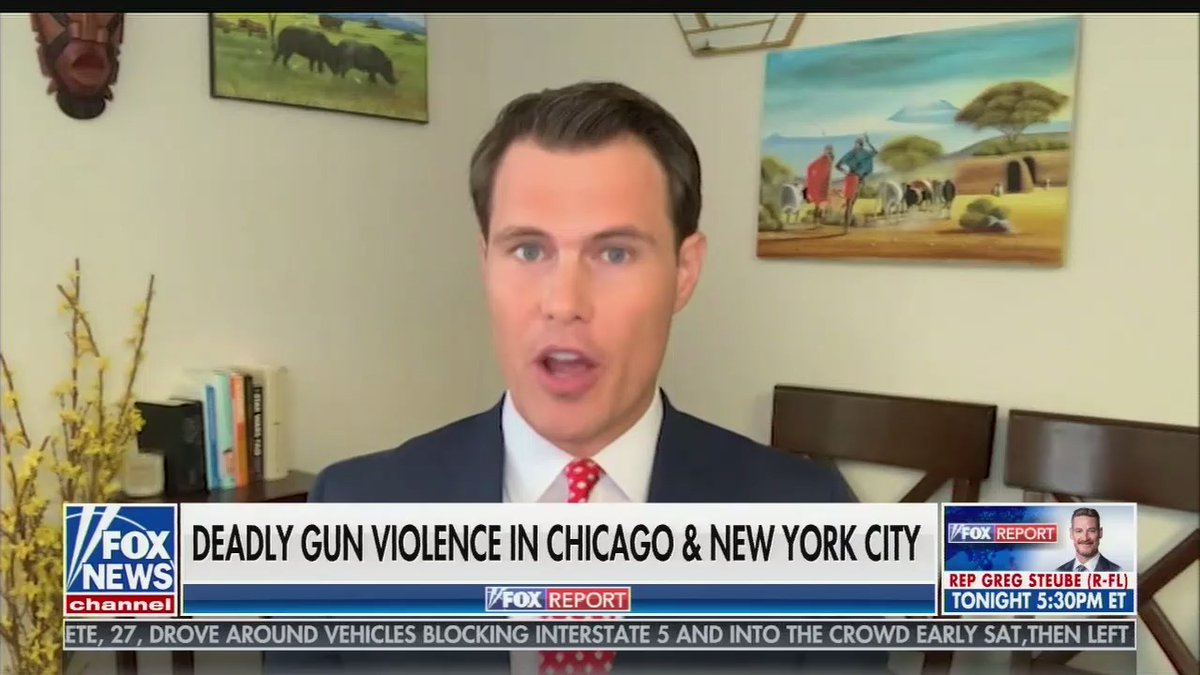 BUT HE CAN& #39;T STOP WATCHING FOX AFTER TELLING HIS FOLLOWERS TO DO IT.Left, The Fox Report, 5:05 p.m."This weekend 67 people have been shot in Chicago, 13 have been killed."Right, Trump, 5:20 p.m.