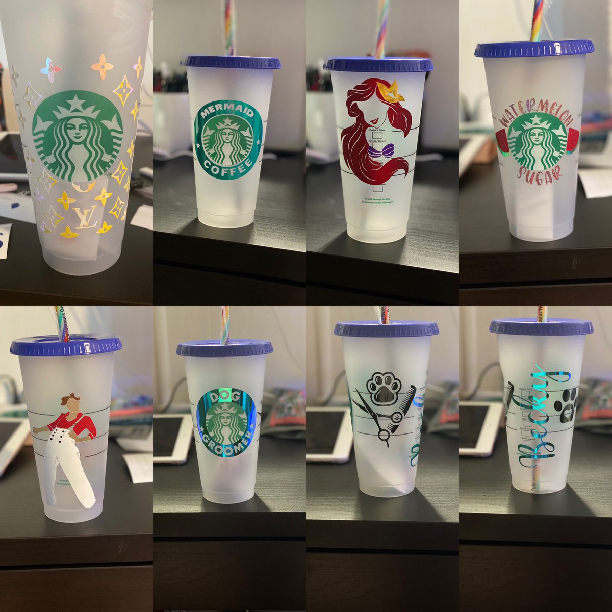 BeginningsCrafs's tweet photo. New cups💜💜💜 

#cricut #cricutjoy #cricutmade #vinyl #disneyinspired #starbuckscup #customcups https://t.co/bTlPOMA5mI