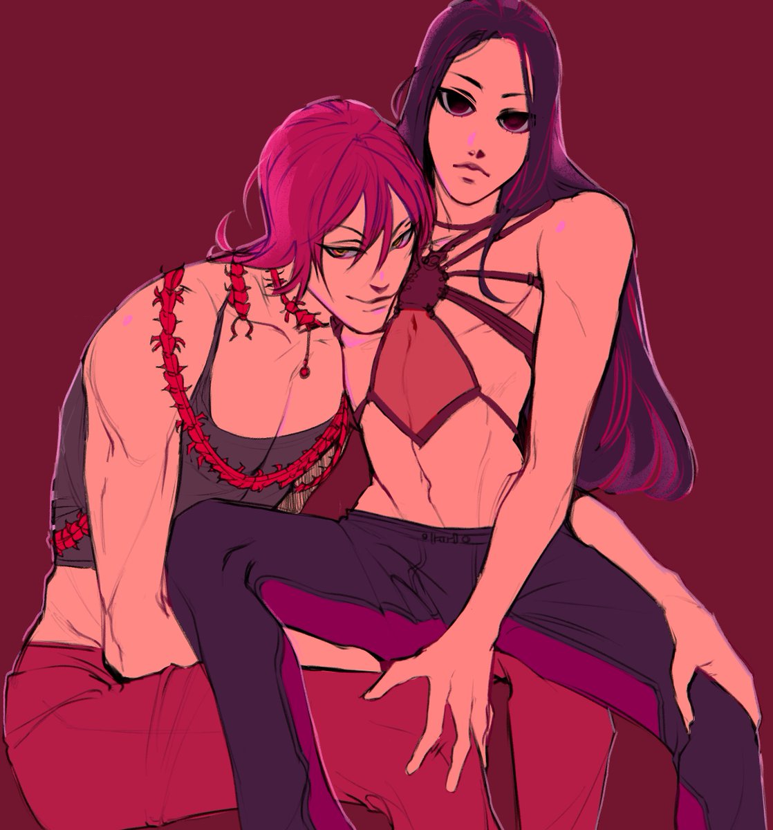 dungeonBGM's tweet photo. its hisoillu. i wanted to draw a butterfly halter top but i just made them different bugs so now its not...a butterfly. giving u some 2001 fashion ad posing https://t.co/N9ZTCeoWkR
