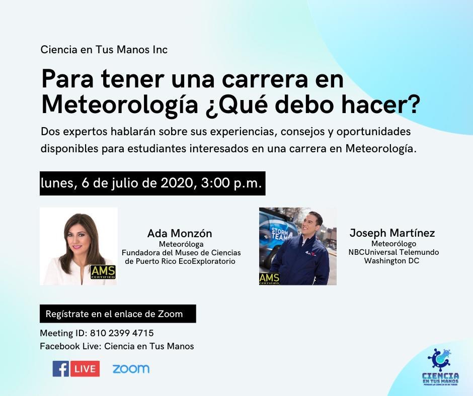 cetmpr's tweet photo. MAÑANA 🚨🚨
* COMPARTIR * ahora el enlace para registro si funciona* 
¿Conoces de alguien que quiera hacer una carrera en meteorología? ¿Qué debe hacer? 

Tendremos a @adamonzon y @JMartinezDC para hablarte de sus experiencias en el campo. 

REGISTRO:https://t.co/DmZACN1doF https://t.co/7NWwszk20G
