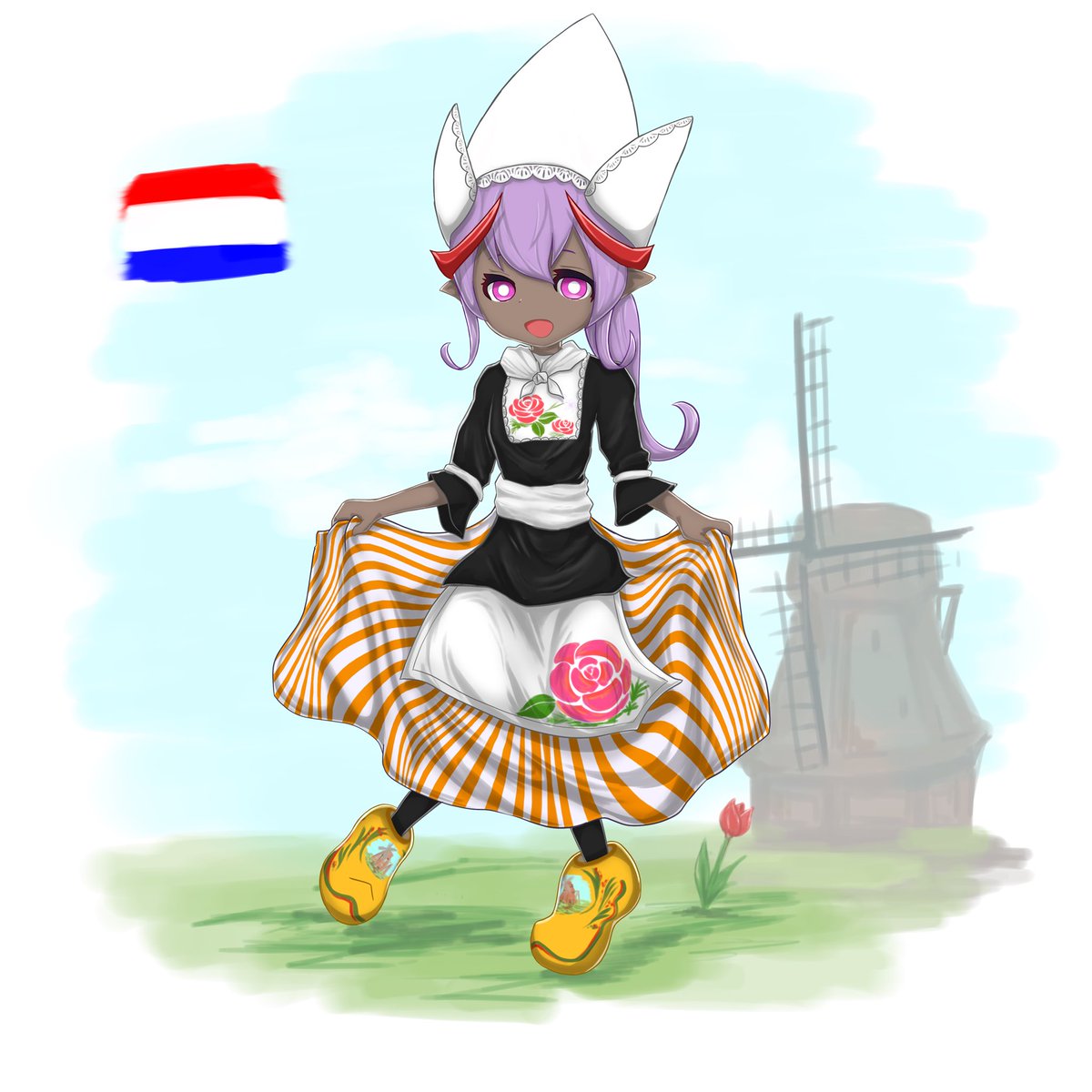 まぼおし オランダ フォーレンダム風ヴェロア 木靴って蹴ったら相当痛いだろうなぁ パズドラ ヴェロア 民族衣装