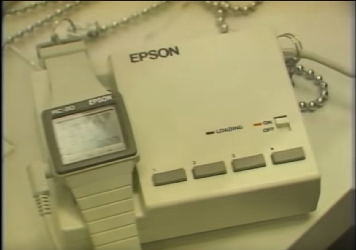 Or an Epson watch computer! Or HP-UX!But what's really important here is the CD-ROM, displayed by Sony."It is a very high-storage read-only system, capable of storing 540MB using audio CD technology. Eventually they will be inexpensive because of that."