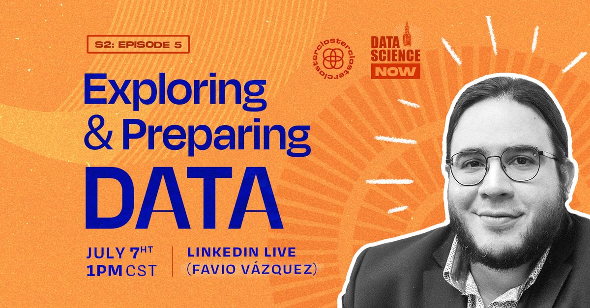 ClosterTeam's tweet photo. Exploring and preparing data is crucial in every #DataScience project, on the next session of #DataScienceNow, we'll talk about different techniques and trends in the exploration and preparation of data for modeling. See you on LinkedIn Live at: https://t.co/es9KoP5GAF
#Closter https://t.co/vajdsmOtGq