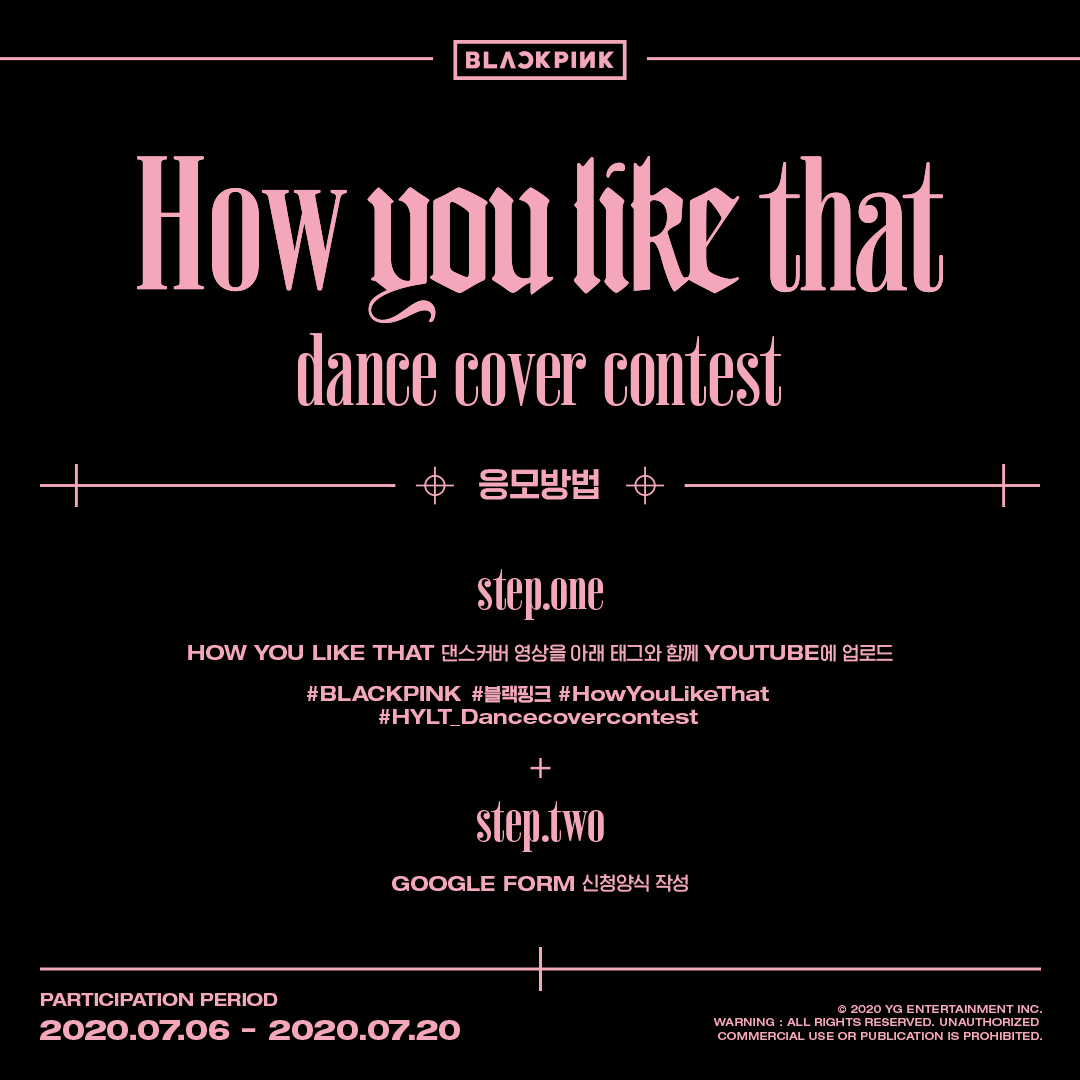 #BLACKPINK 'How You Like That' DANCE COVER CONTEST MORE INFO ▶️facebook.com/25056488532494… #블랙핑크 #JISOO #JENNIE #ROSÉ #LISA #HowYouLikeThat #HYLT_Dancecovercontest #YG