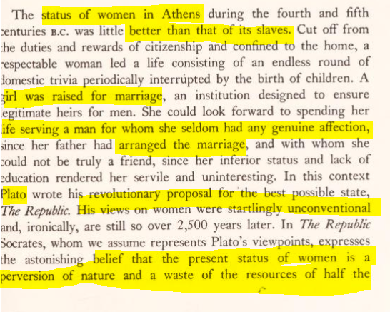 During 500-400 BC,  #Woman were little better than  #SLAVE. Marriages were arranged by parentsPlato perceived Woman as waste of natural resources. He rejected concept of nuclear family & proposed Society as familyMgsthns noted no  #Slavery in India https://twitter.com/i__Mystic/status/1272091270266019840?s=203/n